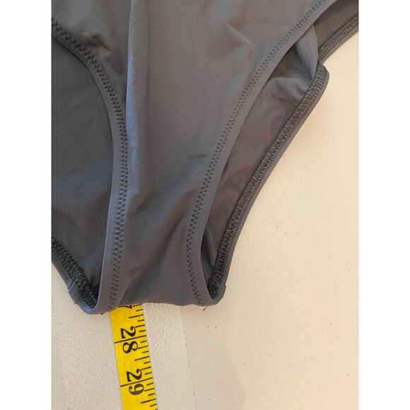 Boston Proper Gray Halter One-Piece Swimsuit Rhinestone Details Size 10 - Picture 8 of 11